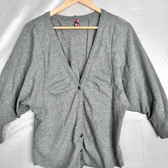 Free People Gray Button Front Knit Top – Size Large - Picture 4 of 14